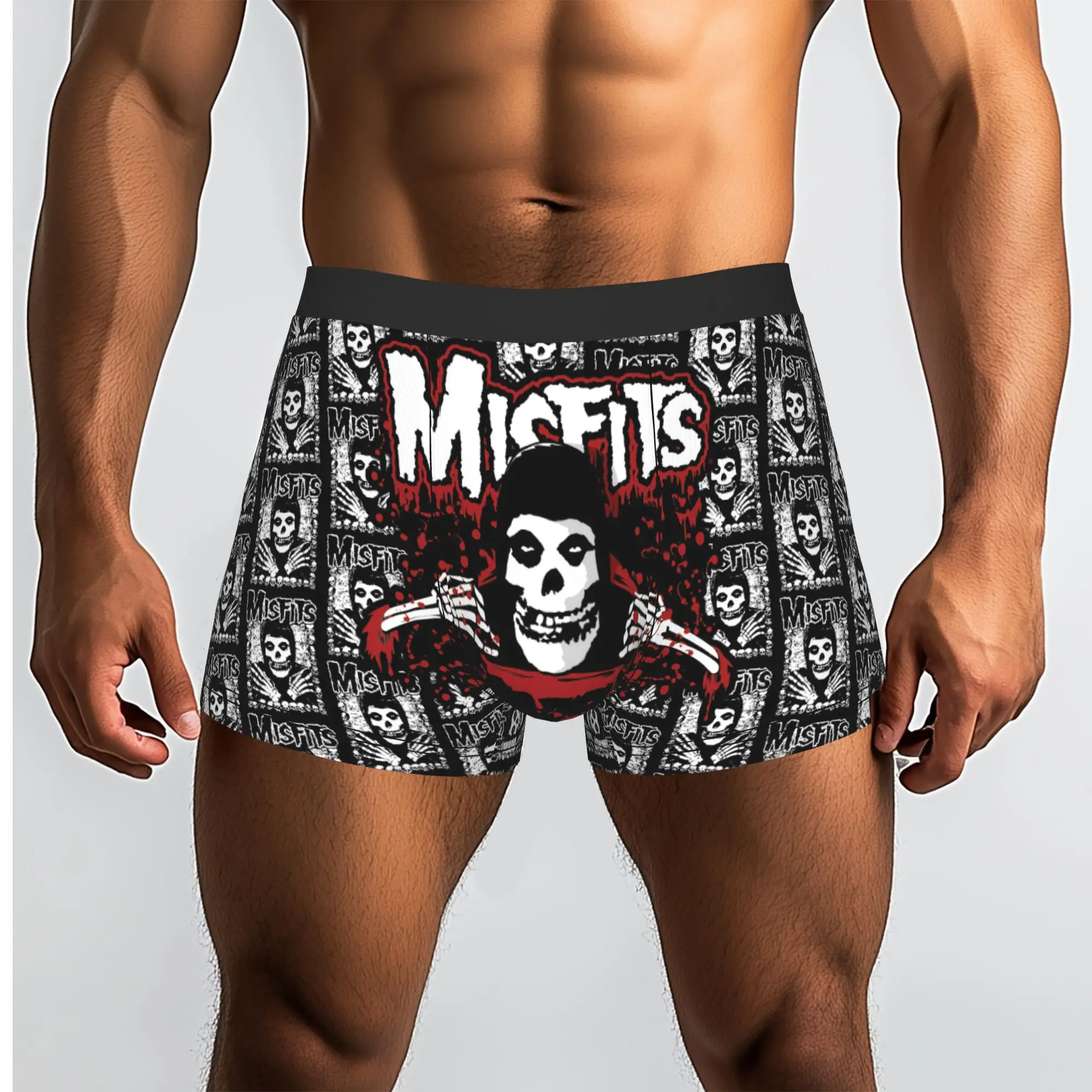 Custom Male Cool Rock Punk Band Misfits Skull Face Heavy Metal Underwear  Boxer Briefs Soft Shorts Panties Underpants