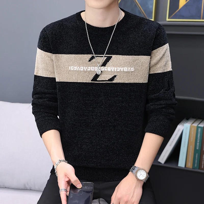 Sweater For Men Pullovers Men's Clothing Spring Casual Streetwear Men's Sweat-shirt Knit Autumn Fashion Hombre Warm Solid Male