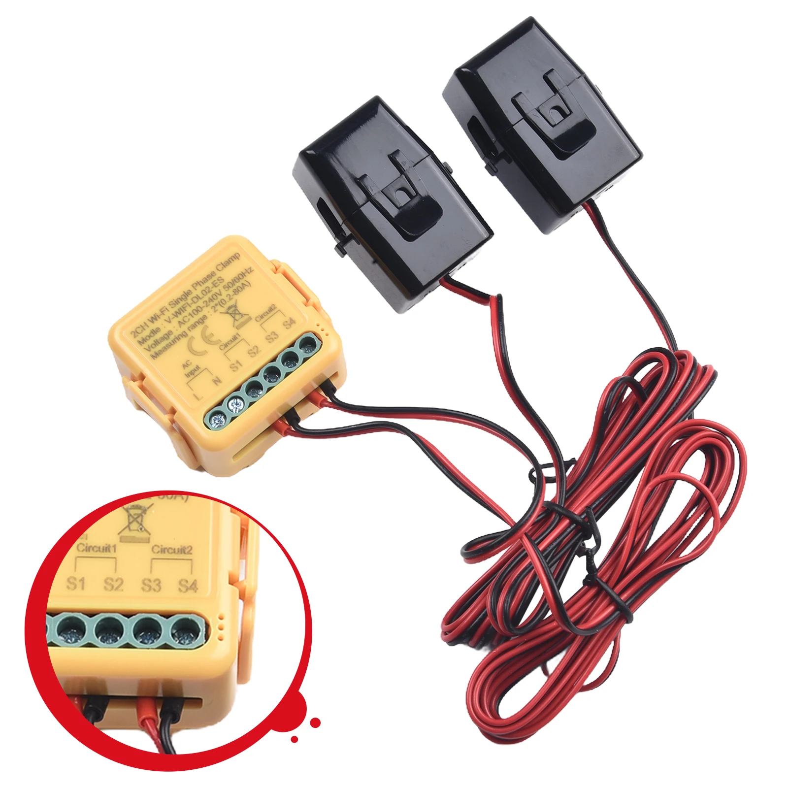 WiFi Enabled 80A Energy Meter with Clamp for Household Appliances Power Monitoring and Real Time kWh Energy Usage