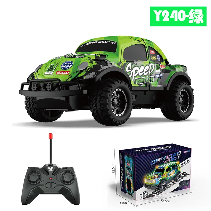 Carro de controle remoto RC off-road com luzes para crianças, brinquedo de simulação, presente sem bateria, novo, 1:24, Y240, 2023