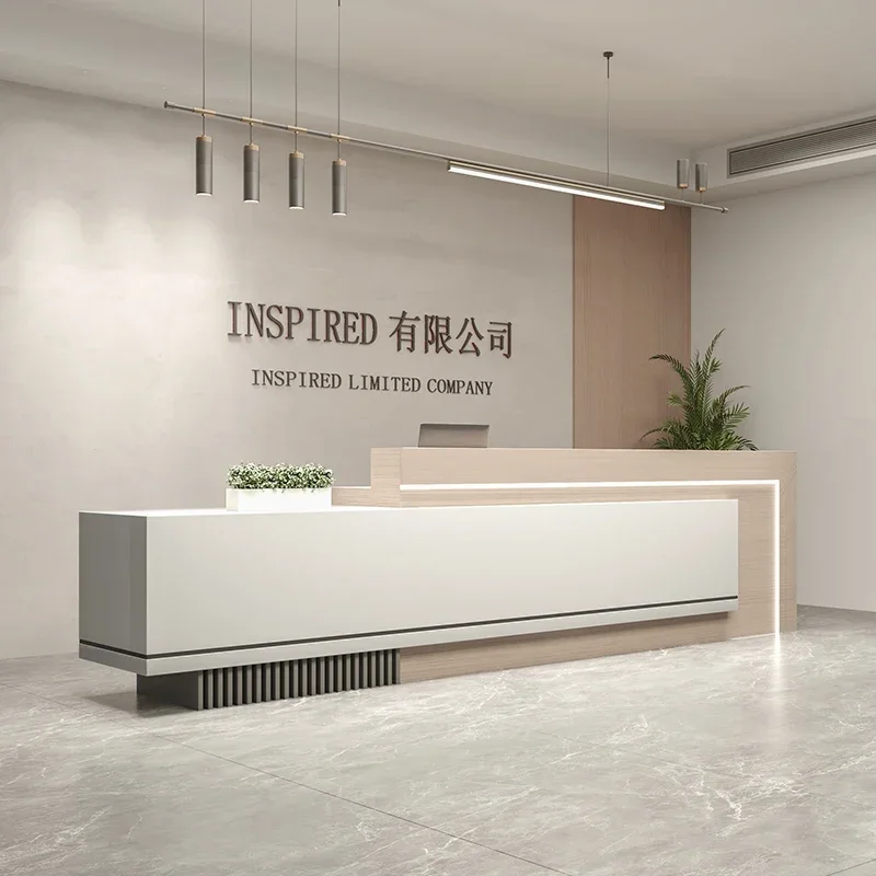 Reception Salon Business Office Furniture Companies Modern Storage Hairdressing Counter Recepcion Salon De Belleza Table Desk