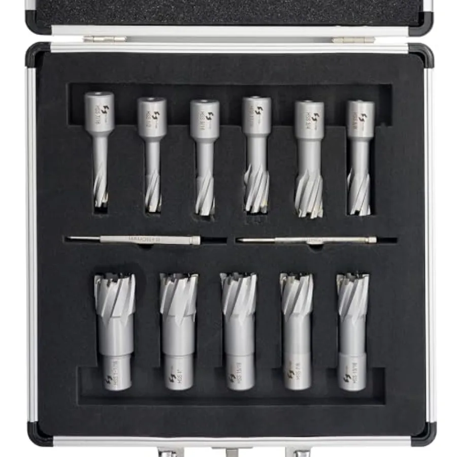 

Pro Edge Annular Cutter,,7/16" to 1-1/16" Cutting Diameter, Carbide Mag Drill Bits for Magnetic Drill Pr with 2 Pilot Pin for S