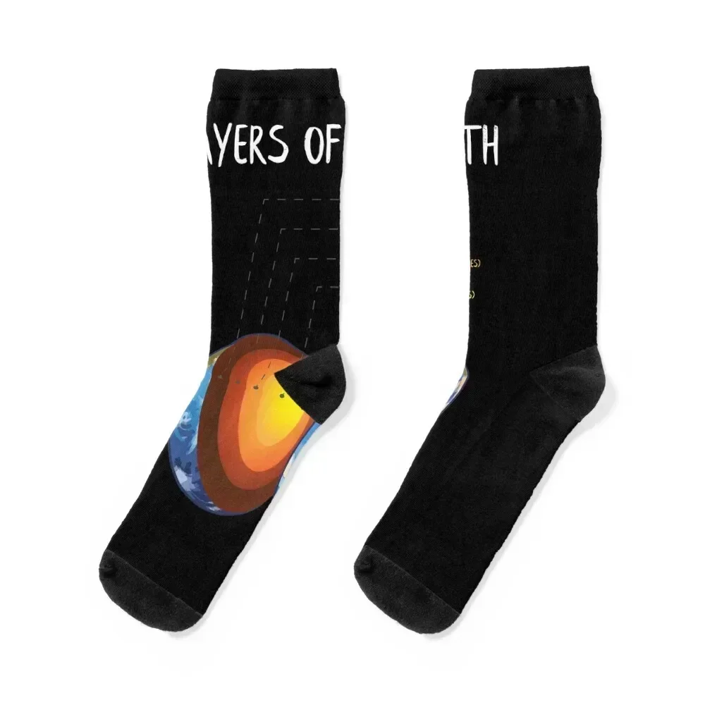 Earth Crust Layers of the Earth Rocks Gift for Geologist Socks gift halloween summer Stockings man Socks Ladies Men's