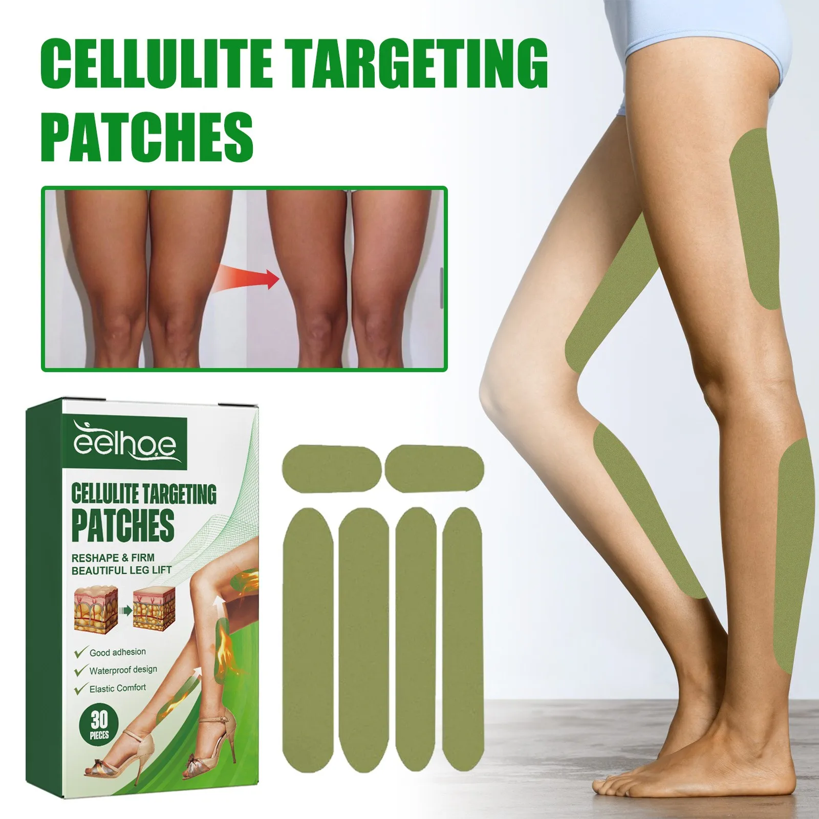 Leg Slimming Patch, Coxa Shaping, Apertamento, Firming, Leg Muscle, Anti Celulite, Promover Absinto Queimando Gordura, Adesivo de levantamento