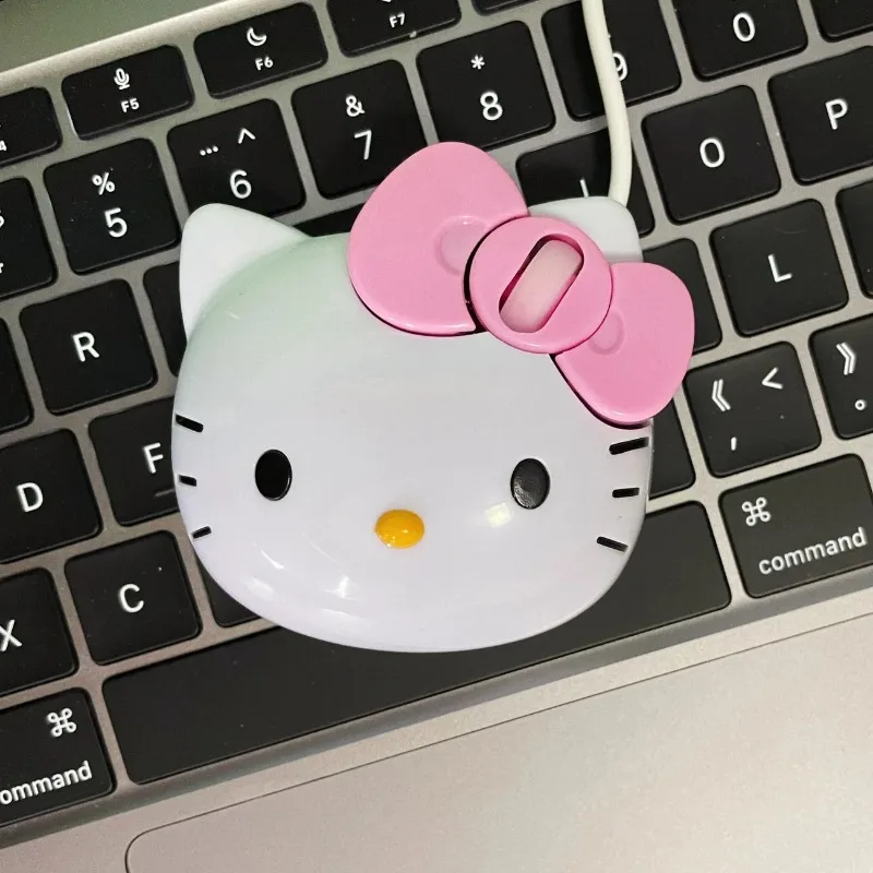 Kawaii Hello Kitty Wired Mouse Creative New Cartoon Anime KT Cat Accessories Cute Game Mouse Giving Girls Holiday Gifts