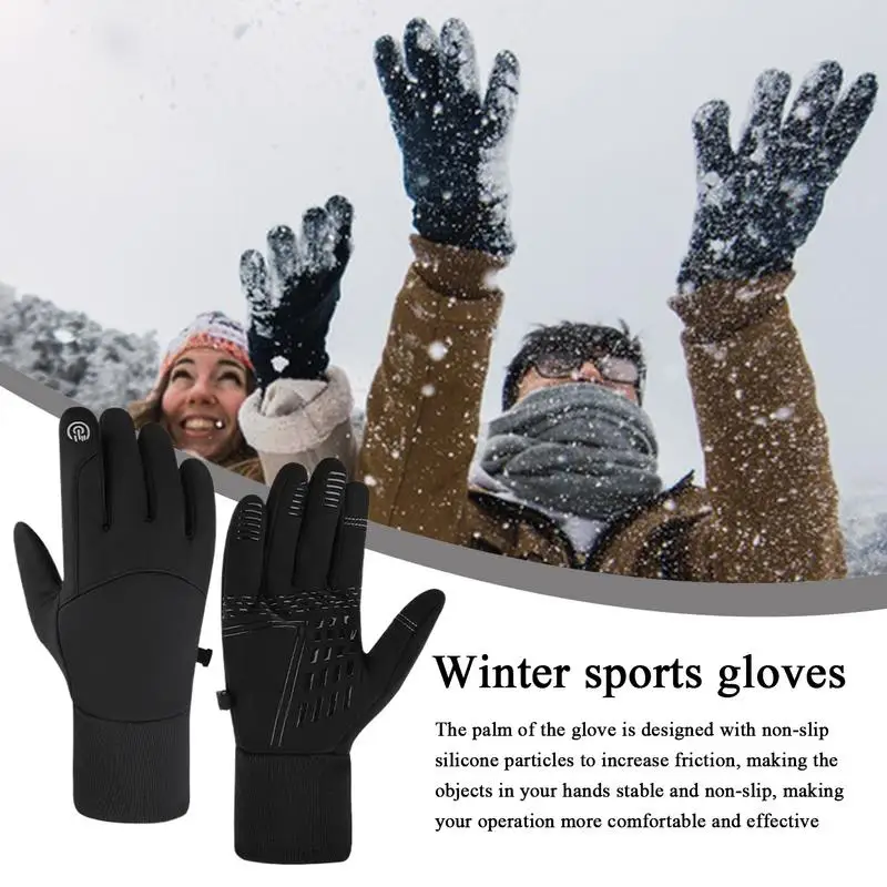 Guantes deportivos de invierno, guantes cálidos antideslizantes, guantes cálidos a prueba de viento con pantalla táctil, guantes ligeros para correr, entrenamiento con dedos completos