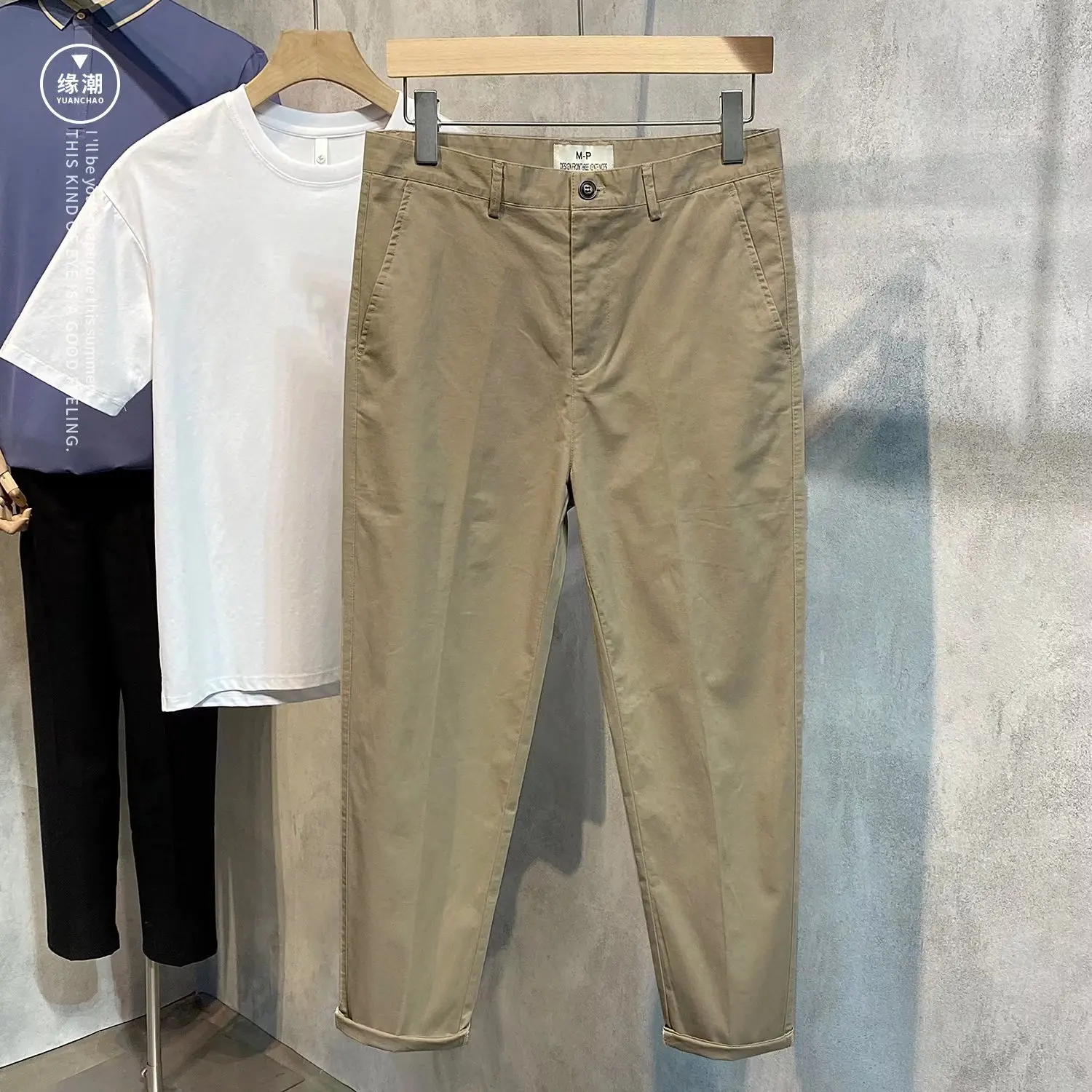 ผ้าฝ้ายฤดูร้อนกางเกงบุรุษบางกางเกงลำลองเกาหลีสเลอเนกประสงค์น้ำหนักเบาแฟชั่นกางเกงเก้าจุด