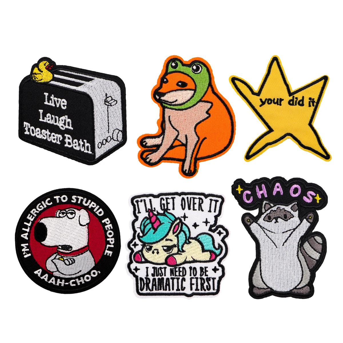Cute Dog Animals Quotes Embroidered Patches for Clothing Jackets Cartoon Patch DIY Iron on Patches Applique Accessories Stickers