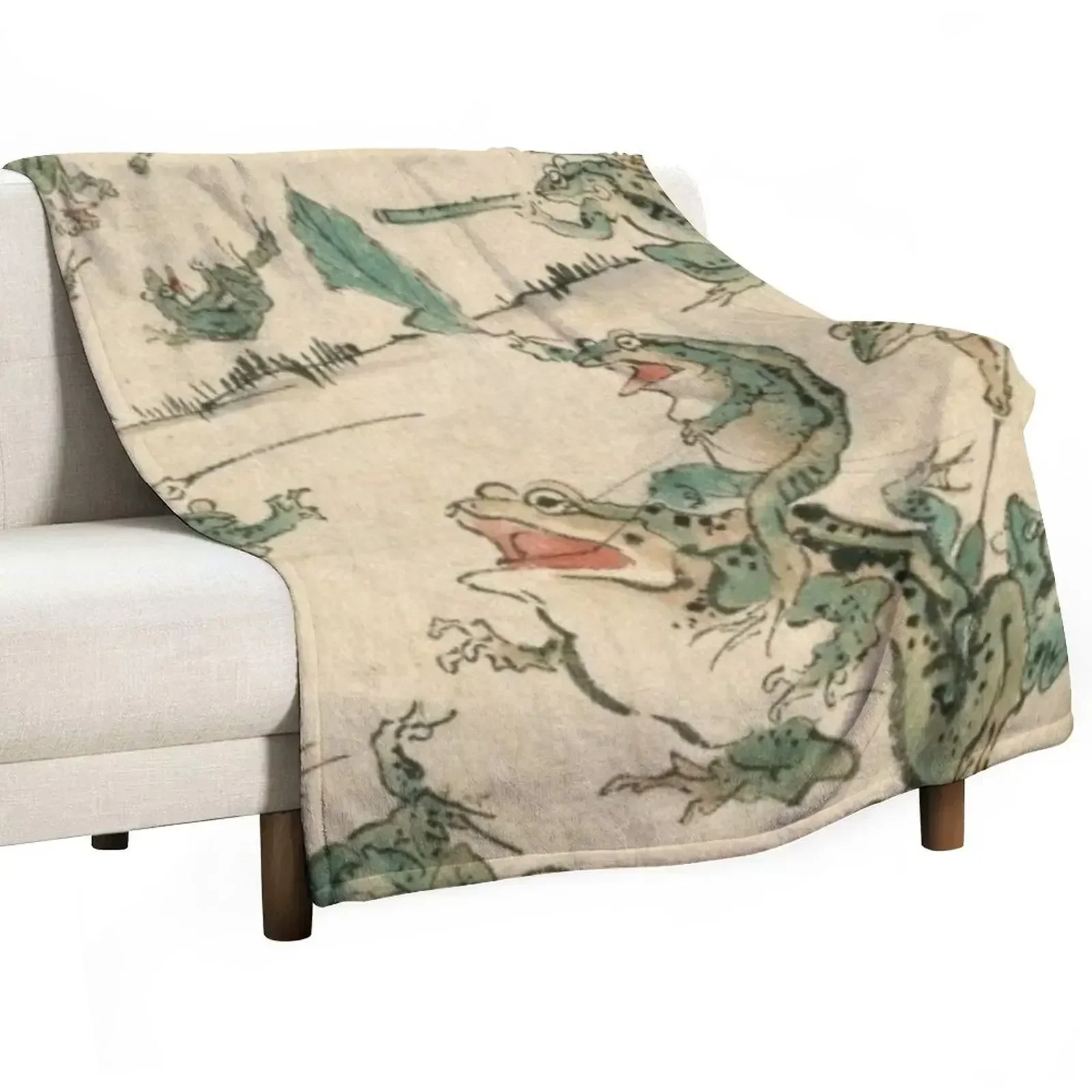 

Frog Battle - Kawanabe Kyosai Throw Blanket Blankets Sofas Of Decoration wednesday Luxury Brand Blankets