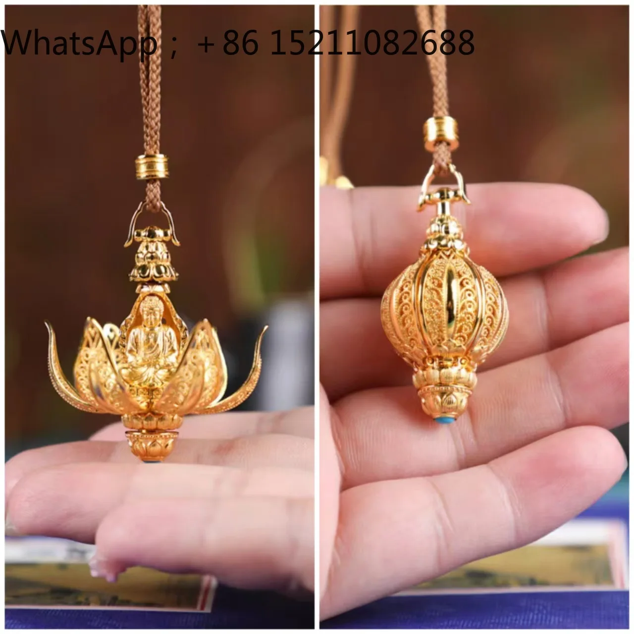 LLY Neifo 999 silver, fashionable ancient handmade filigree blooming Buddha pendant pendant decoration