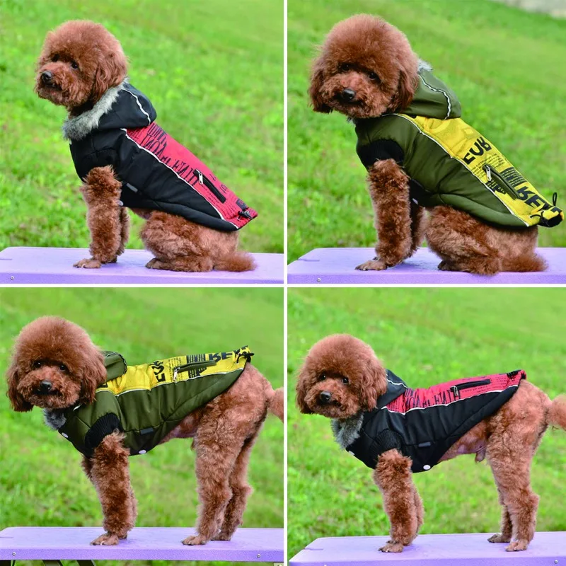 Cozy Dog Winter Coat Windproof Dog Jacket Cold Weather Cat Apparel with Hooded for Small Medium Dogs Cats