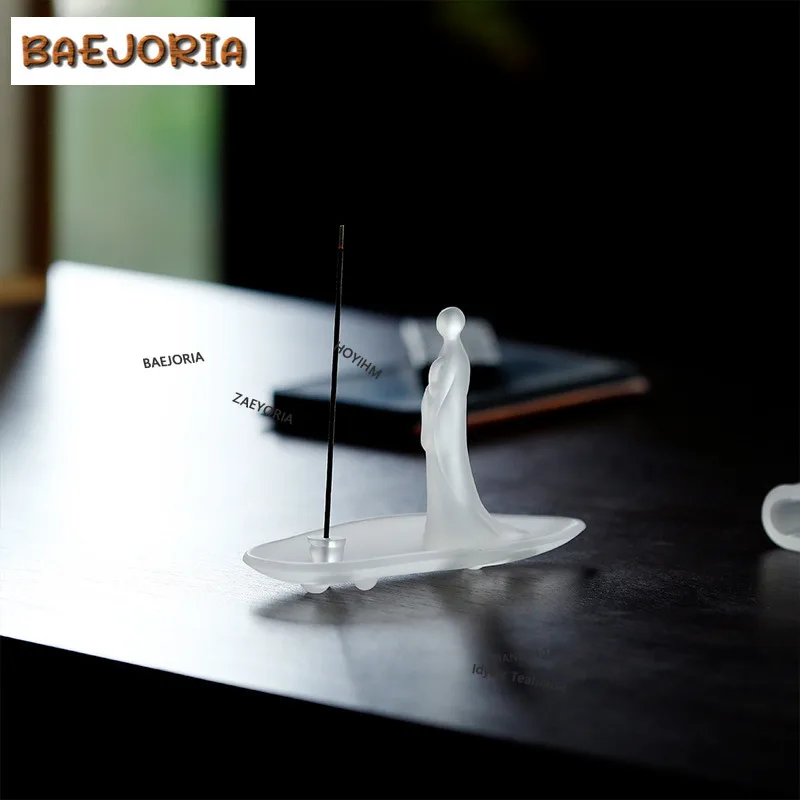 BAEJORIA A Tiny Boat Coloured Glaze Glass Incense Holder Incense Waterfall Incense Burners Aromatherapy Censer Home Ornaments