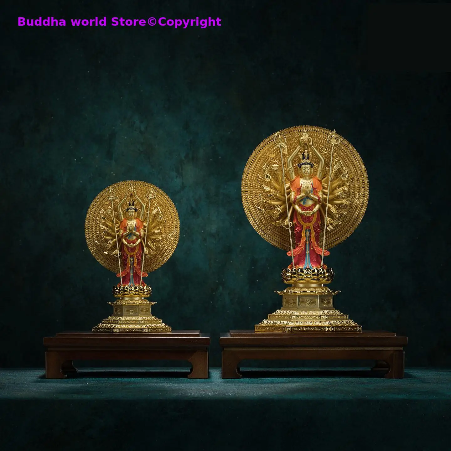 24K gold-plating Prajna Paramita Guanyin copper Bodhisattva Buddha Statue Home Decoration Buddha Buddhist temple monk worship