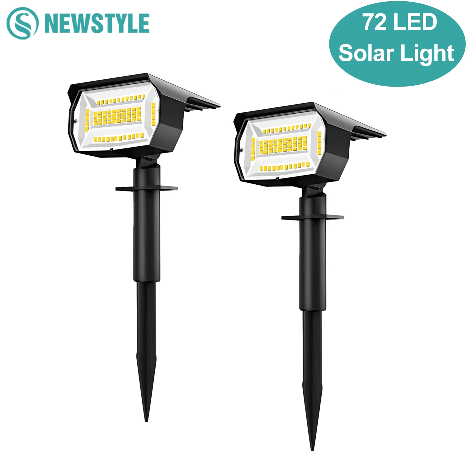 72/68 LED Solarne reflektory krajobrazowe Światła zewnętrzne 2 w 1 Ogród Zewnętrzna lampa ścienna zasilana energią słoneczną 3 tryby Drzwi wejściowe Podwórko
