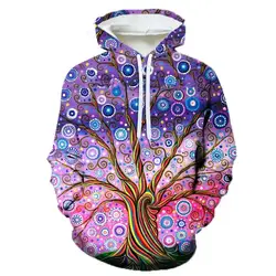 Spring Autumn Creative Psychedelic Tree Pattern Hoodies For Men 3D Printing Casual Pullovers Sweatshirt Streetwear Tops