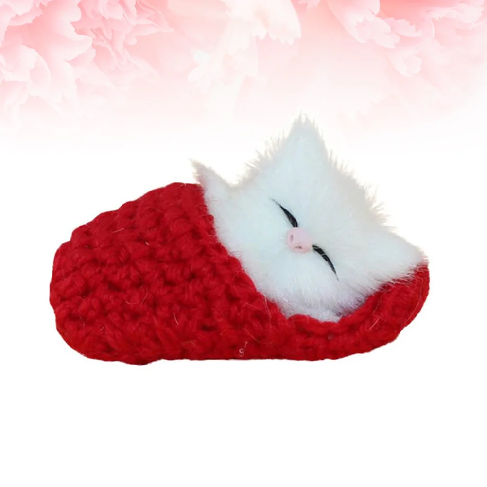 Realistic Sleeping In Slipper Mini Kitten Shoe Decor Mini Kitten In Shoe Handheld For Christmas Wedding Party Kids Gift Red