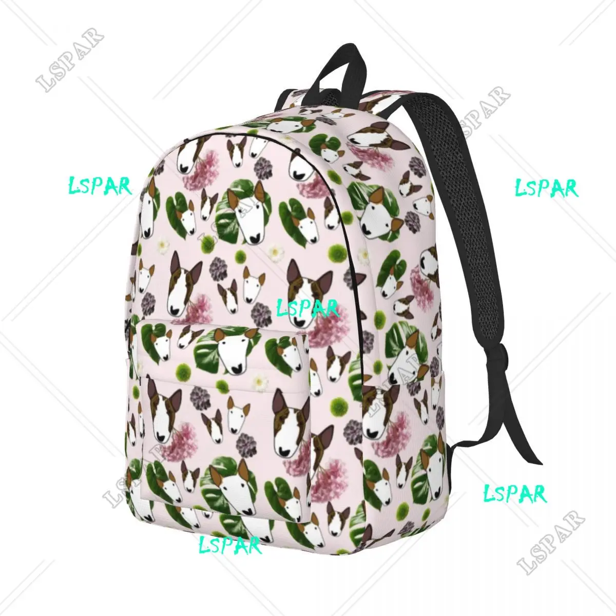 Tropical Print Canvas Backpack for Women Men Water Resistant School College Bull Terrier Dog Bag Printing Bookbags