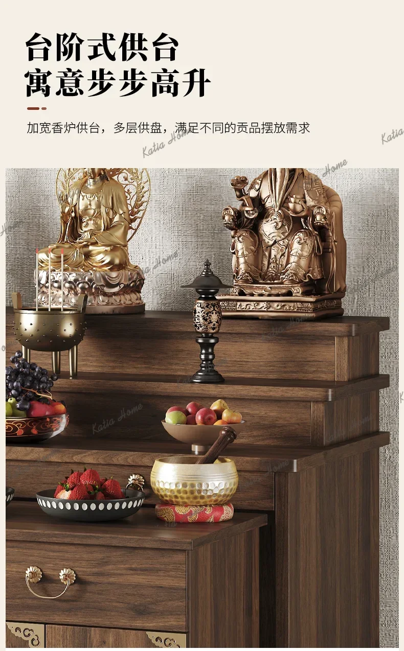 FG  Solid Wood God Of Wealth Buddha Cabinet Supply Table Household Altar Cabinet Incense Table Multi-layer Vertical Cabinet