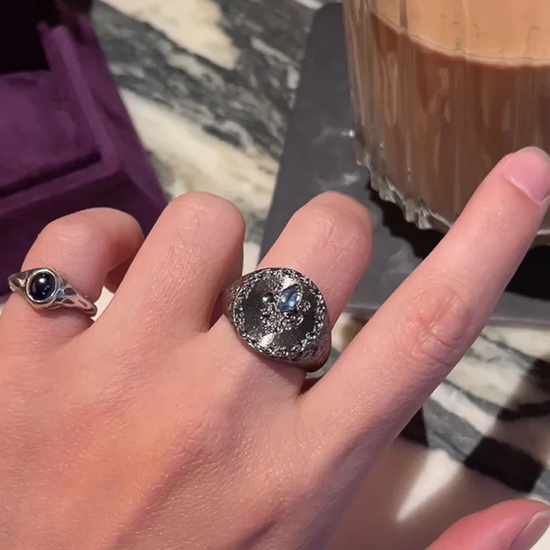 Exquisite Palace Style Orchid Tail Flower rings for women silver 925 Round Micro inlaid Blue Diamond Ring Wedding Jewelry Gift