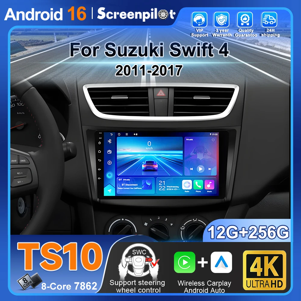 

Android 16 For Suzuki Swift 4 2011 - 2017 Carplay Auto Car Radio Multimedia Player Gps Stereo Dsp Wifi+5g Wifi Rds Vehicle Gps