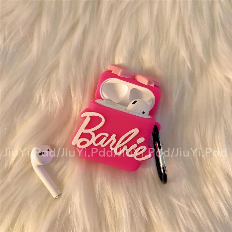 Miniso Barbie Kawaii Silicone Earphone Case for Apple Airpods 1 2 3 Cute Pink Bow Headphone Cover for Airpods Pro Pro2 Box Bag