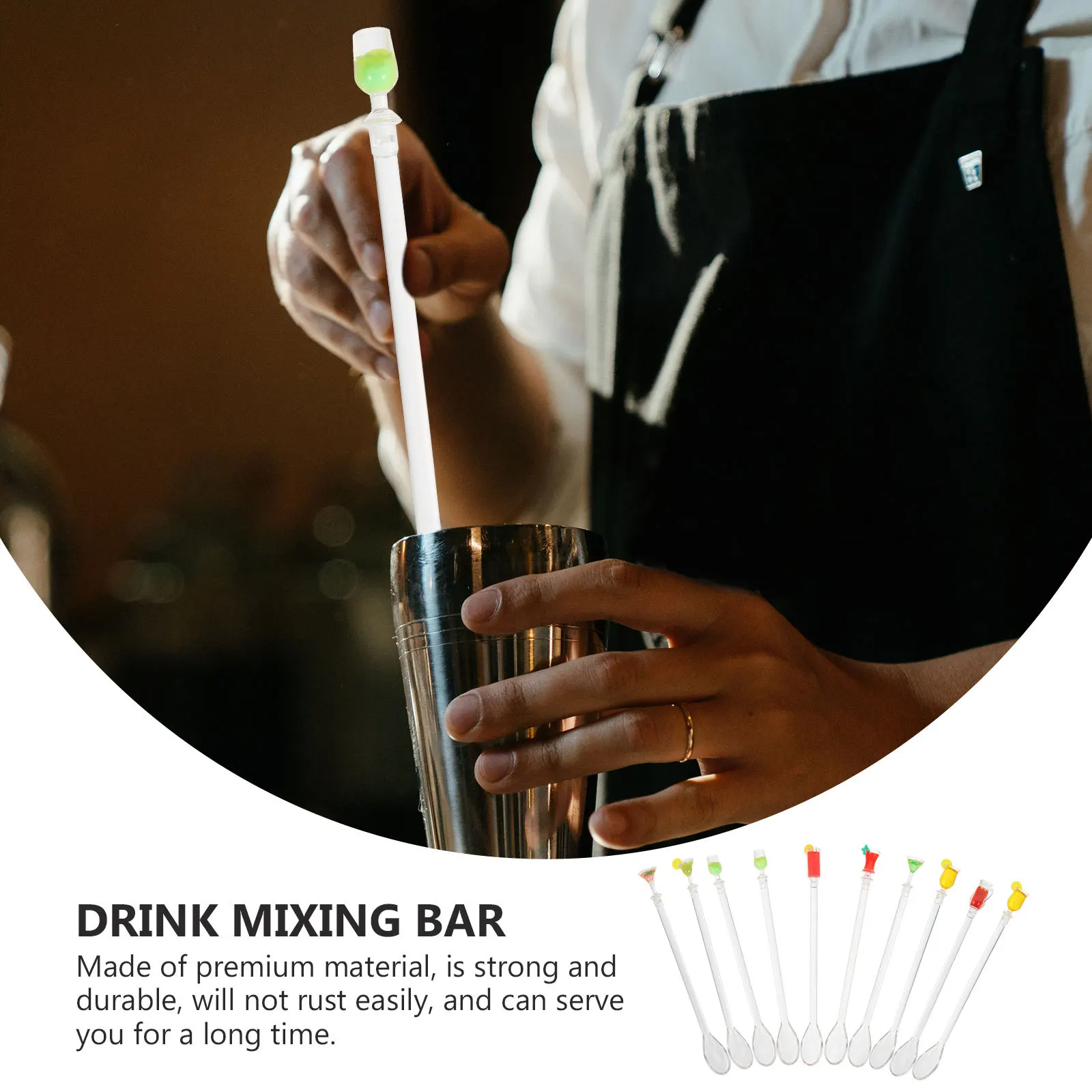 

10Pcs Premium Cocktail Stir Sticks Multi-Function Mixing Bars for Coffee Milk Tea Juice Party Bar Swizzle Stirrers Reusable