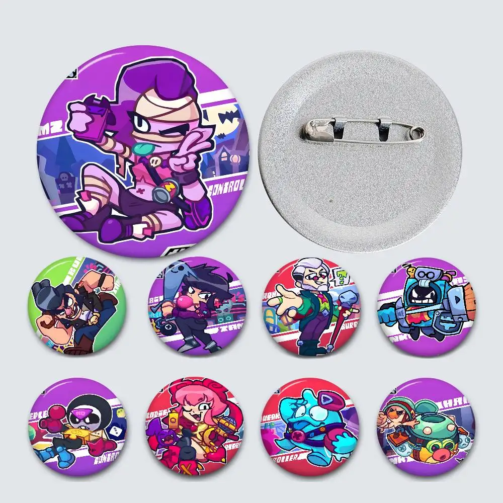 Game Brawl S-stars 58mm Cute Series Pins Funny Badge Interesting Cartoon Animals Brooches Backpack Clothes Gift Accessory
