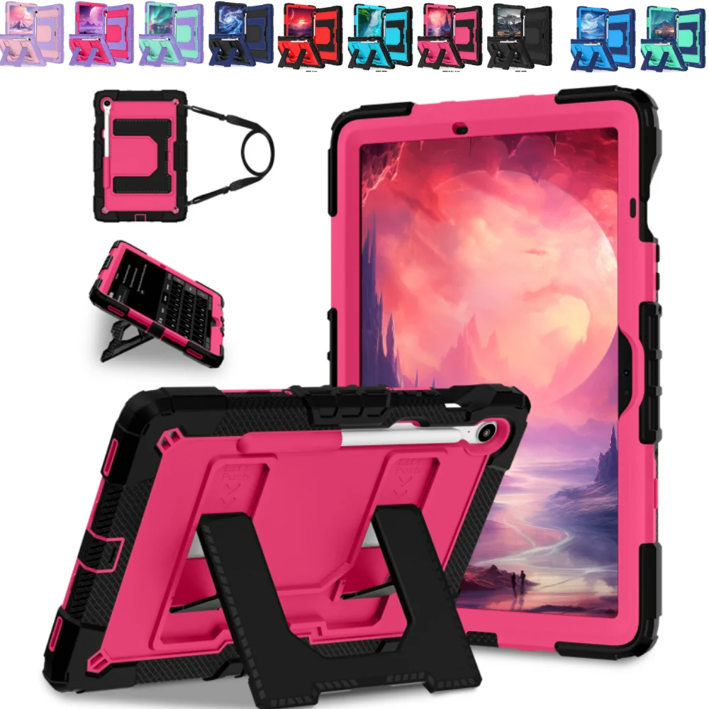 

Heavy Duty Case for Samsung Galaxy Tab S9FE S10FE S10Lite 11 inch 11" SM-X400 X406B X520 X510 X516 Stand Tablet Cover with Strap