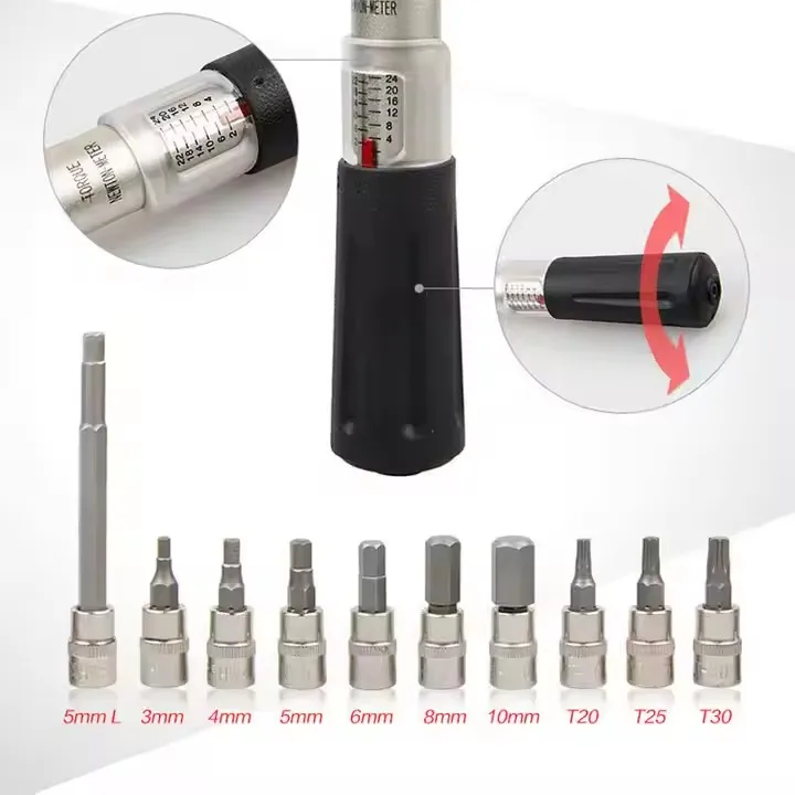 

XUNTING Good Quality Bike Adjustable Torque Wrench Set Bicycle Repair Tools Kit Bicycle Preset Torque Wrench