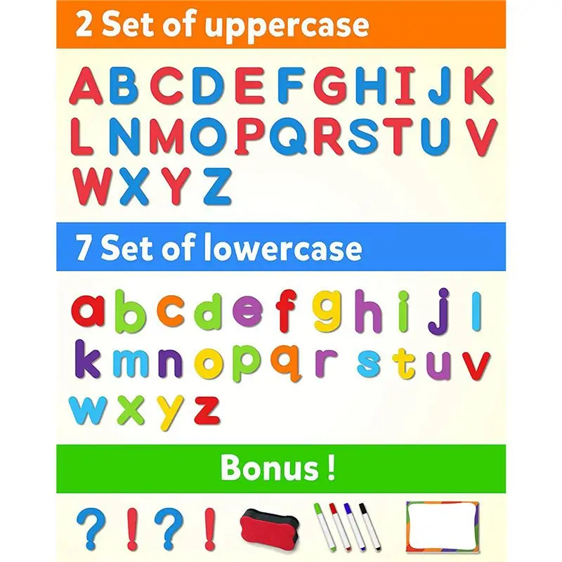 B78B-488 Pcs Magnetic Letters Numbers Set, Uppercase Lowercase Foam Alphabet ABC 123 Fridge Magnets, Educational Set