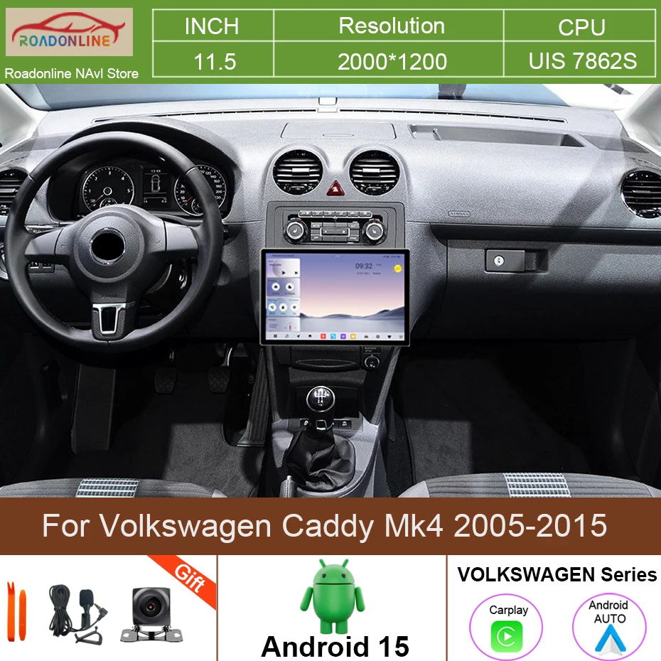 

11.5" Android 15 Car Radio For Volkswagen Caddy Mk4 2005-2015 Head Unit Radio Navigation Multimedia Screen Carplay 4G WIFI