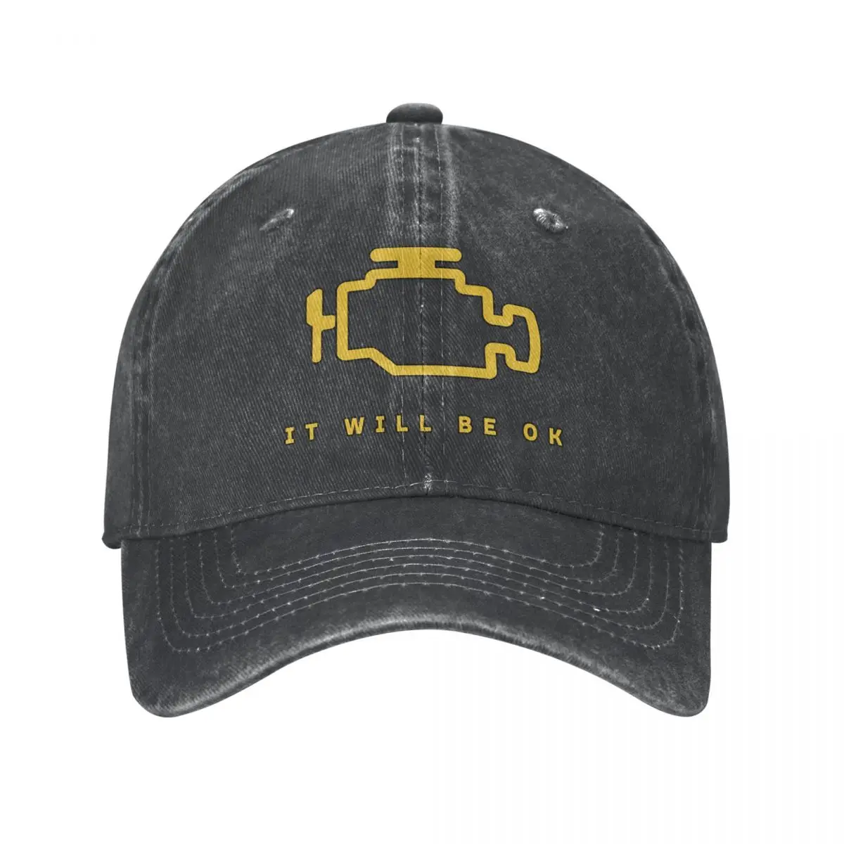 Fashion Water Washing Mechanic Auto Repair Check Engine Light Baseball Caps Homme Sun Hat Adjustable Cap Hats