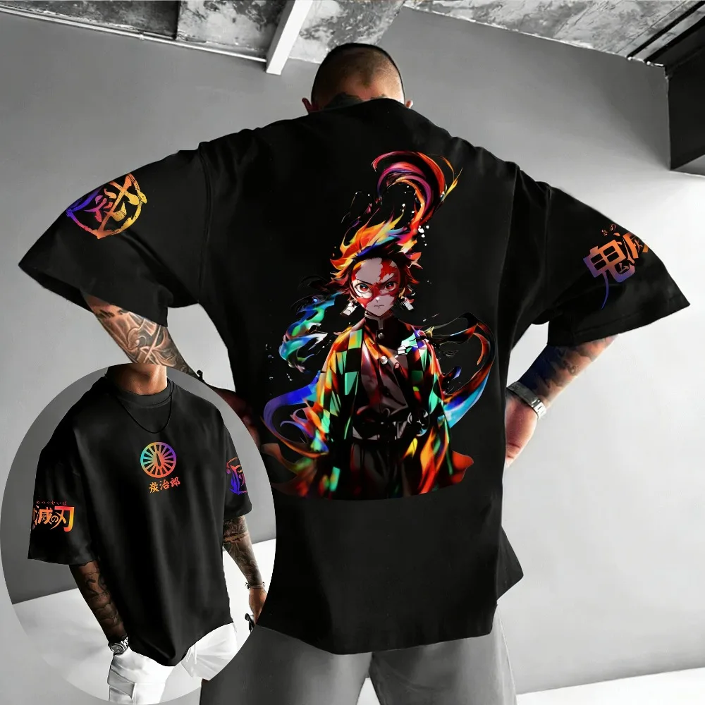 Unisex Reines Baumwoll-T-Shirt Demon Slayer Kamado Tanjiro 2026 Sommer Harajuku Anime-Druck Locker Lässiges Familien-Kurzarm-Oberteil