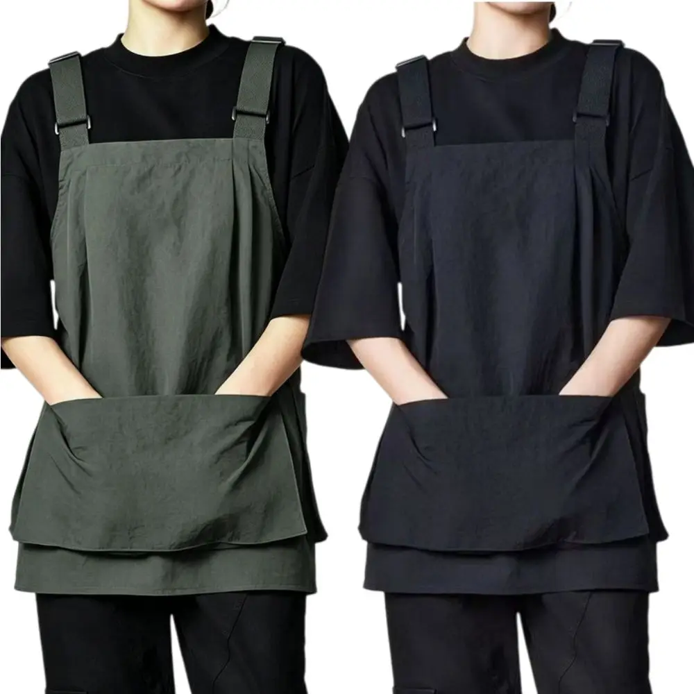 New Polyester Catering Apron Unisex Multiple Pockets Barber Aprons Stain-resistant Waterproof Painting Apron for Coffee Shop