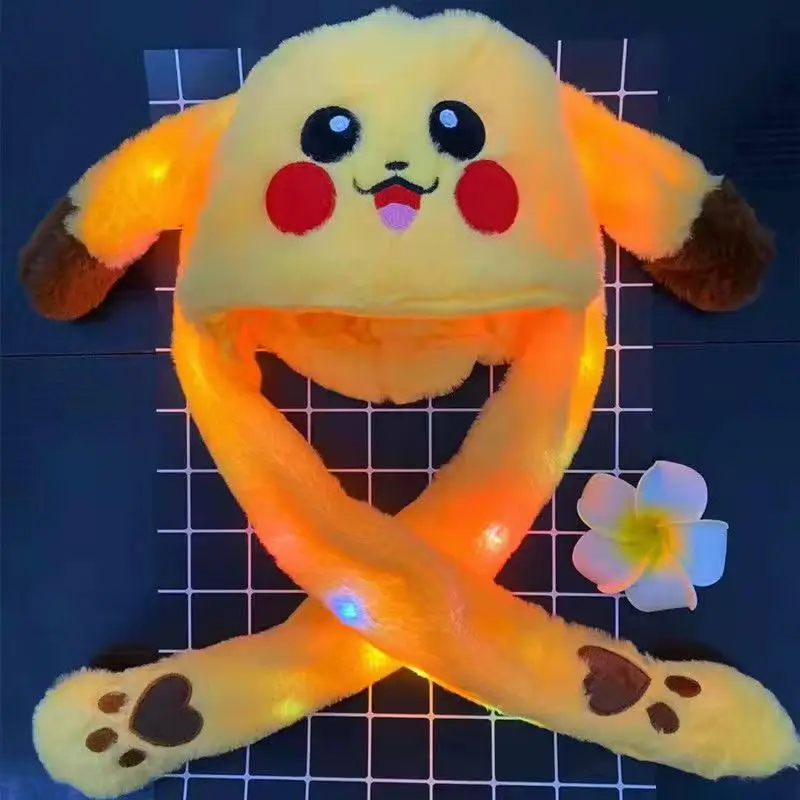 Pokemon Anime dibujos animados sombrero brillante lindo Pikachu juguetes para niños sombreros de conejito de peluche Kawaii mascota Bunnys orejas se