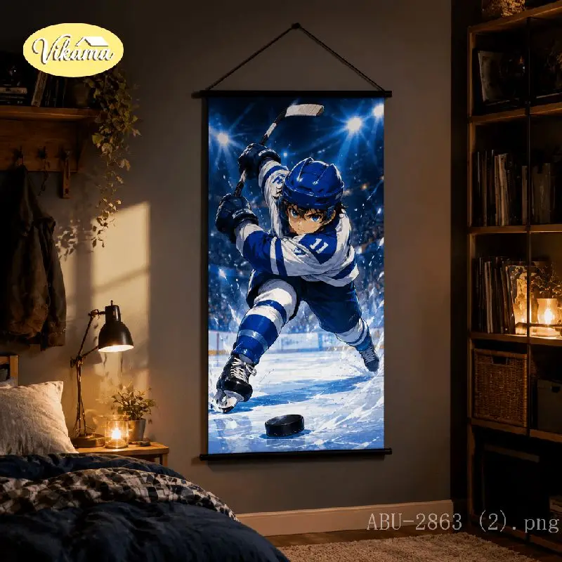 VIKAMA Anime Boy Shot Put Tapestry Yellow Black Sport Uniform Track Anime Art Polyester Wall Hanging Bedroom Dorm Home Decor