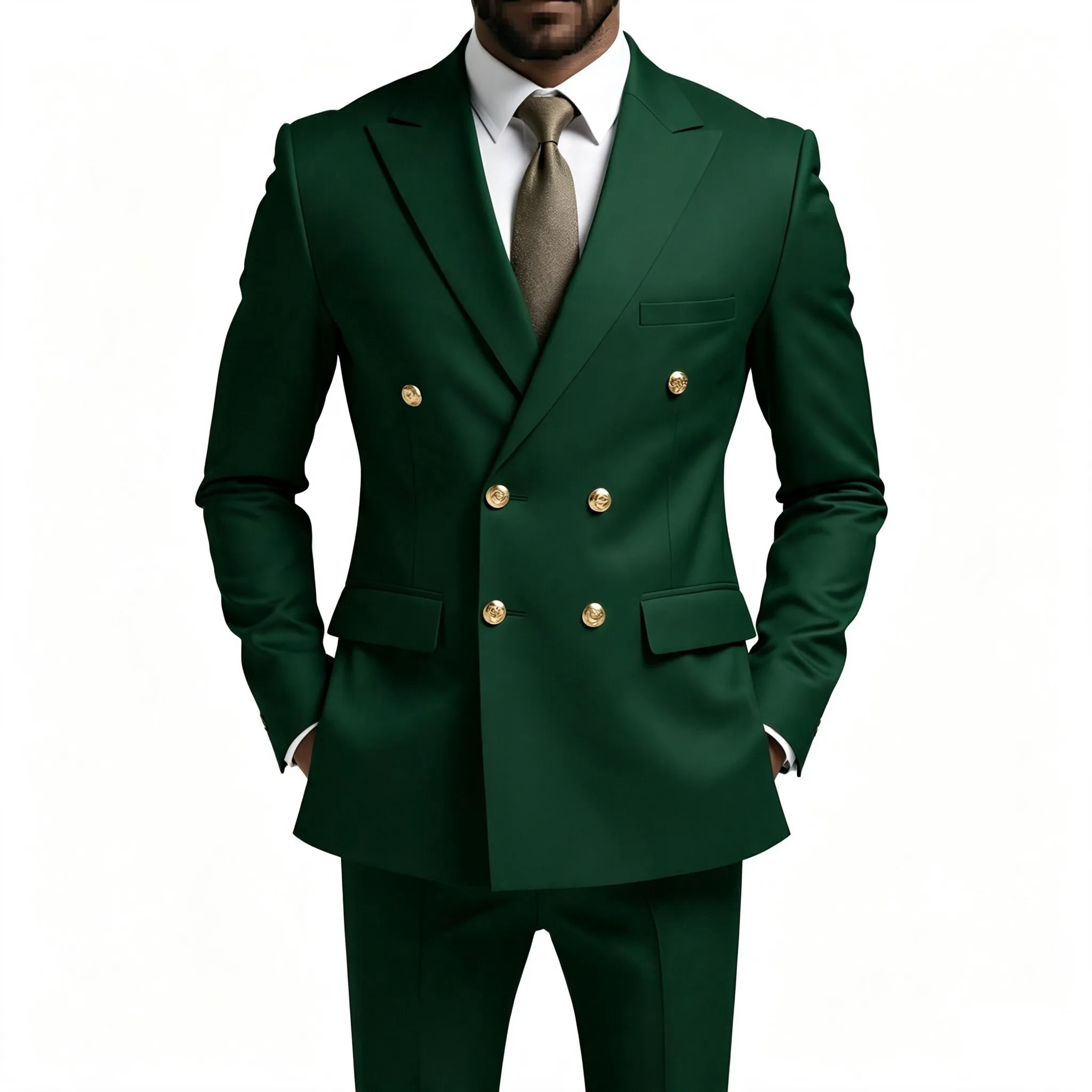 Men's Slim‑Fit 2‑Piece Suit Set, Premium Formal Business Wedding Suit Jacket & Matching Pants