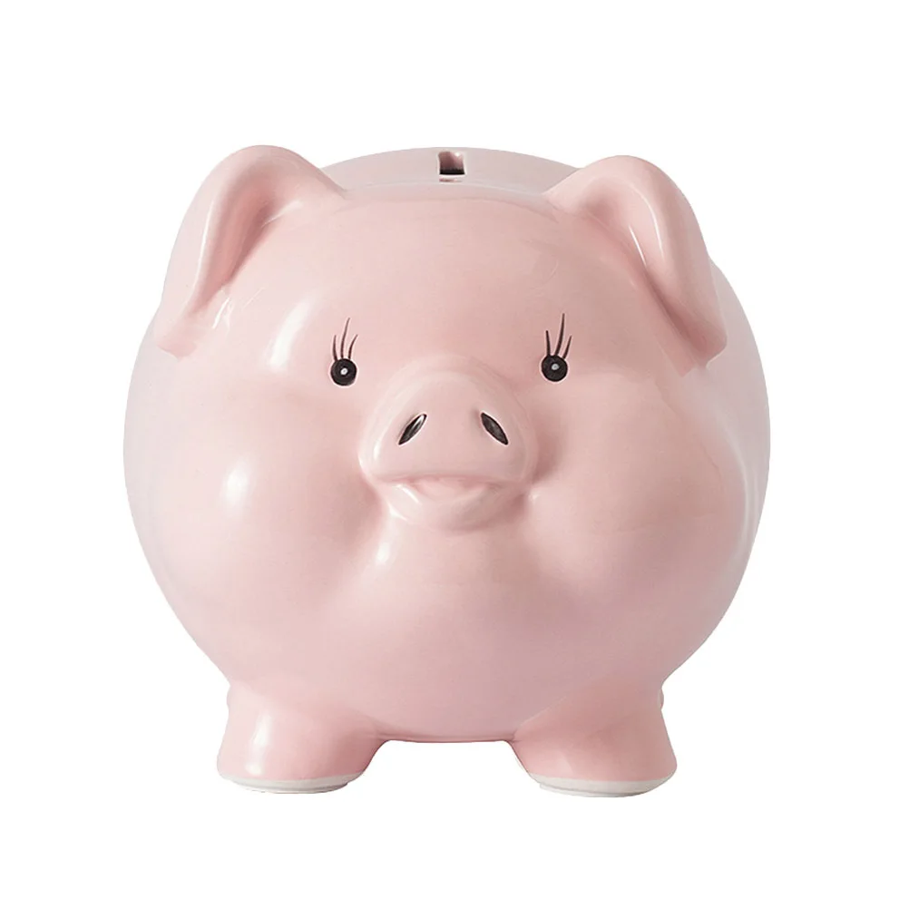 

1Pcs Pink Ceramic Piggy Bank Cartoon Saving Pot Solid Money Container Nursery Decoration Cartoon Saving Box