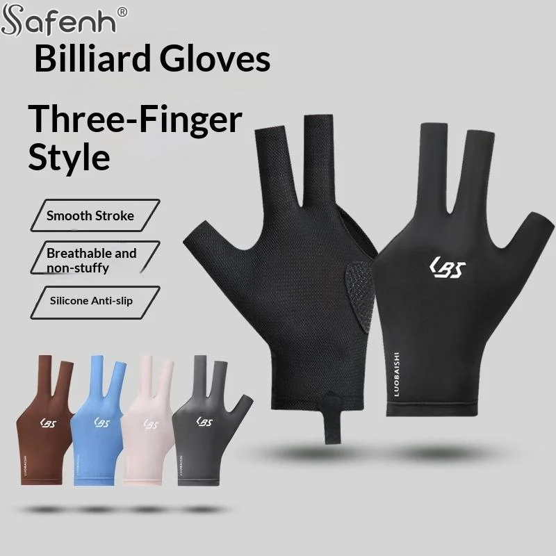 Professional Left Right Hand Billiard Glove Open Three Finger Non-Slip Wear Resistant Snooker Pool Glove Billiard Training Glove