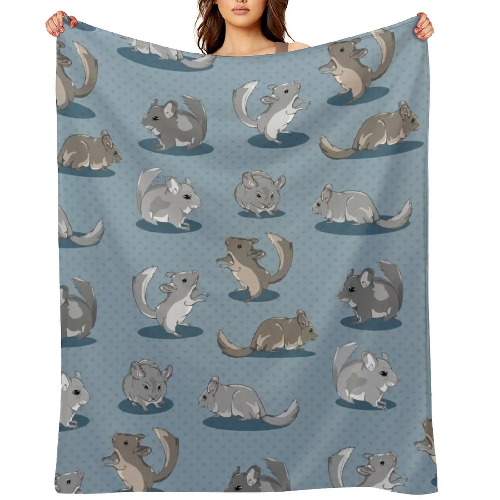 

Chinchilla Pattern Throw Blanket anime Decorative Sofas Flannel Fabric Bed covers Blankets