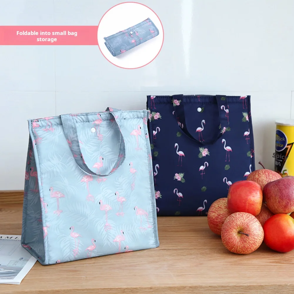 Waterproof Foldable Portable Lunch Bag, Insulated Lunch Box, Oxford Cloth, Picnic Refrigerator Cooler Fresh Food Storage Handbag