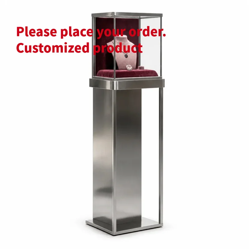 custom.Eco-Friendly Glass Jewelry Display Stand Stainless Steel Frame Custom Size Durable Showcase Jewelry Store