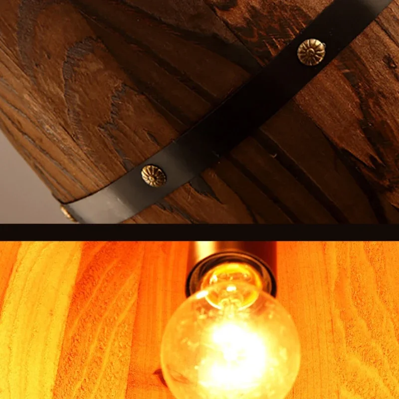 

American Country Restaurant Loft Nostalgic Cafe Bar Internet Cafe Industrial Style Solid Wood Wine Barrel Chandelier