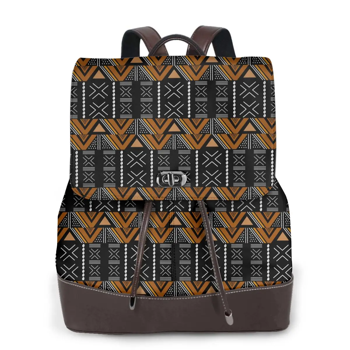 African Mud Cloth Bogolan Design Bookbag School Student Bags Hiking Travel Daypack for Women Fashion Derma Backpack