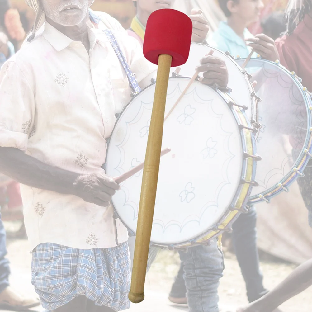 1pc Drumstick Foamed Big Drum Hammer with Wood Handle for Percussion Bass Drum (Red) Drumstick with Wood Handle