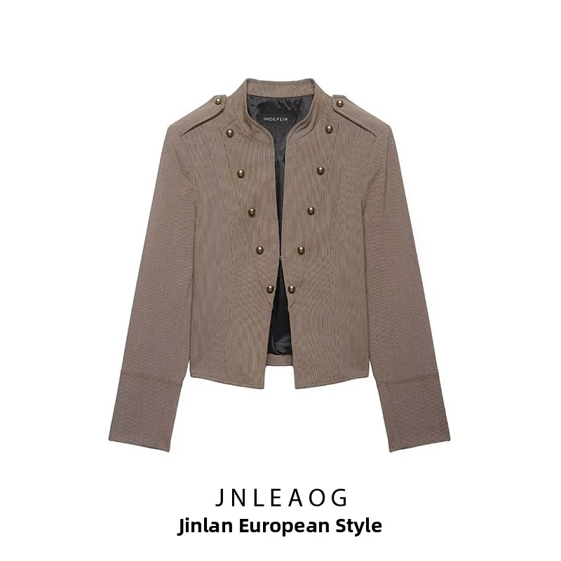

Fashionable Short Button-Up Women's Suit Jacket Spring New Arrival JNLEAOG Polyester Long Sleeve Double-Row Button Design