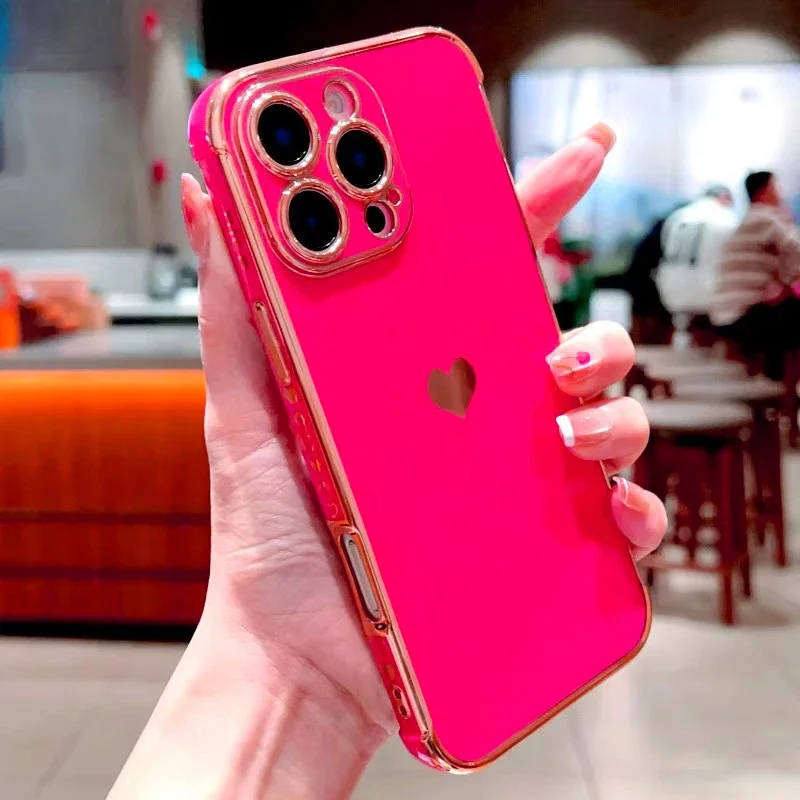 

Plating Soft Case For iPhone 16 15 14 13 12 11 Pro Max Plus 16Pro 15Pro 14Pro iPhone16 iPhone15 iPhone14 ProMax Love Full Covers
