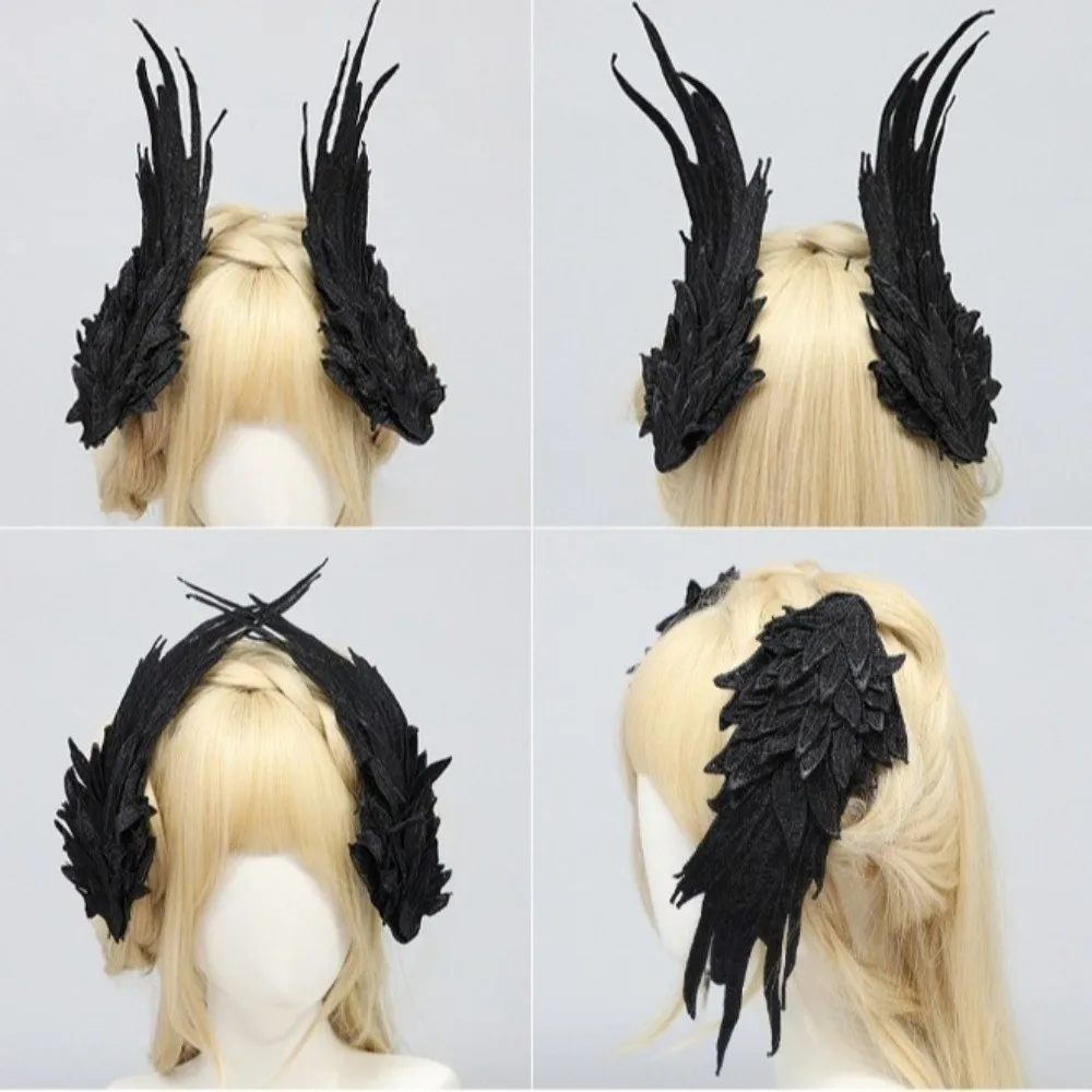 Angel Wing Hair Clips Black White Wing Hair Ornament Lolita Headwear Barrette Hairpin Cosplay Hair Accessories Halloween Costume