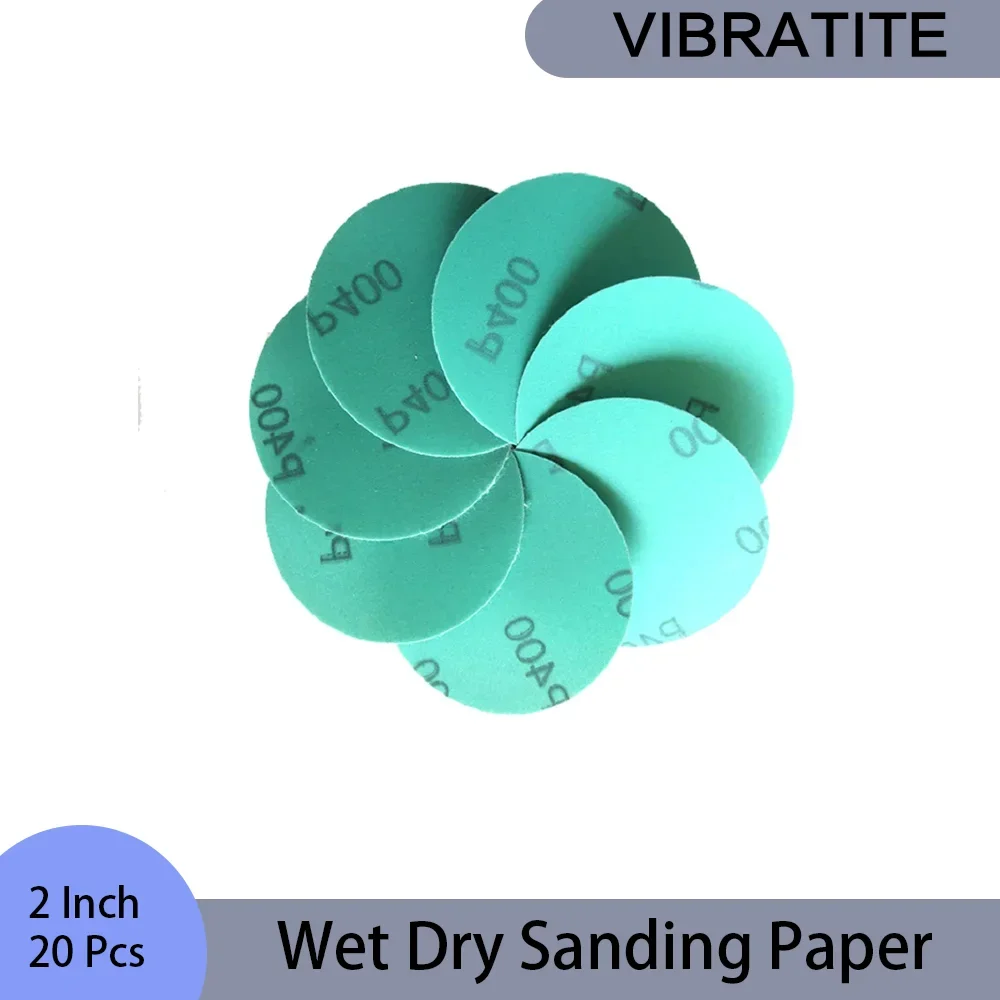 

2 Inch Hook and Loop Sandpaper 20 Pcs 50 mm PET Film Wet Dry Sanding Paper for Polishing and Sanding Woodworking Car ﻿Metal