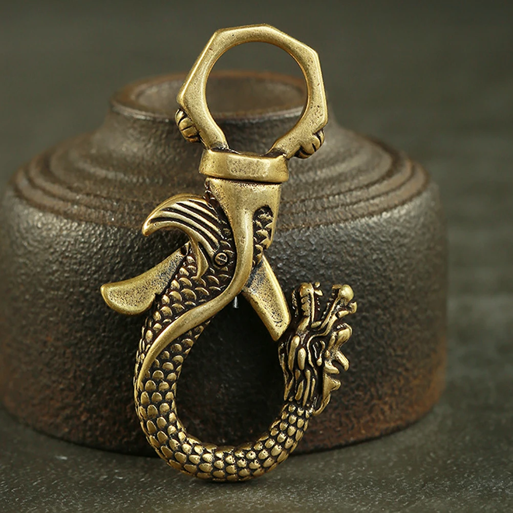 

1pc Dragon Phoenix Keychain Sturdy Quick Release Clasp Vintage Handmade Brass Rings Jewelry Durable High Load Bearing